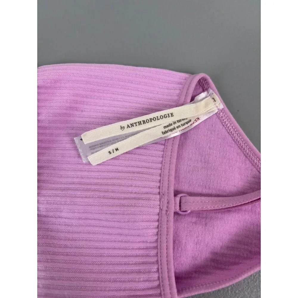Anthropologie women's‎ small medium purple ribbed twist front bralette unlined